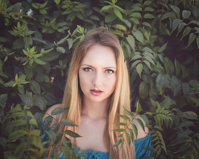 Model Photo Session with green trees