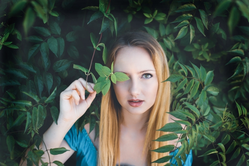Model Photo Session with green trees